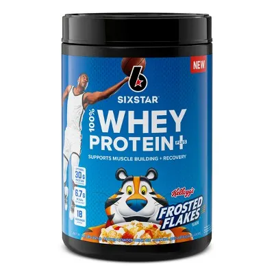 Six Star 100% Whey Protein Plus Powder, Kellogg's Frosted Flakes, 1.81 lbs