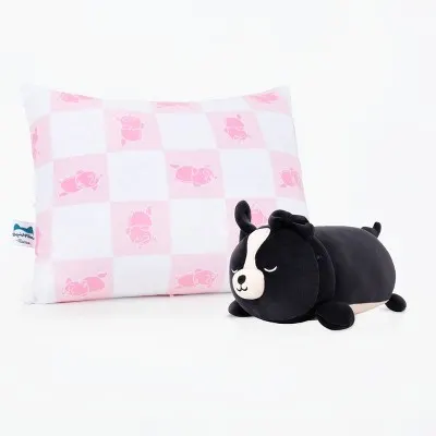 SquishPillow Kids Pillow and Tommy the Black Dog Sleepamallows Set