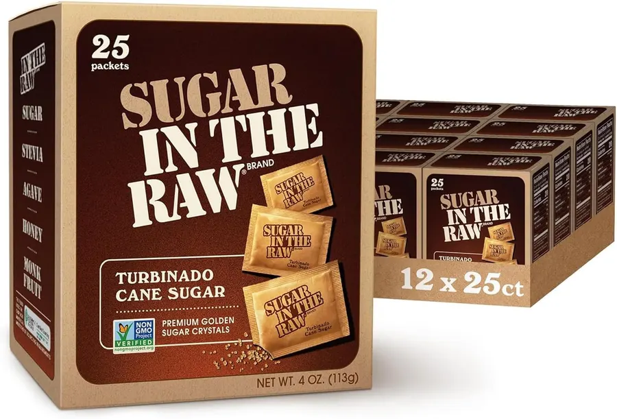 Sugar In The Raw Turbinado Cane Sugar Packets, 25 Ct Box (Pack of 12)