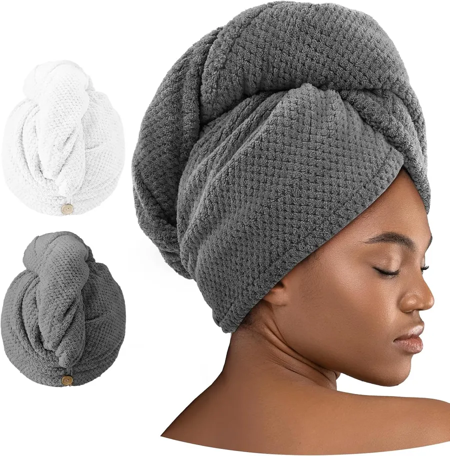 Umisleep 2-Pack Microfiber Hair Towel Wrap, 400 GSM