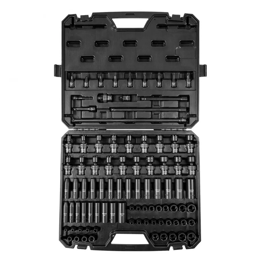 VEVOR 90-Piece 3/8" Drive Impact Socket Set, SAE & Metric