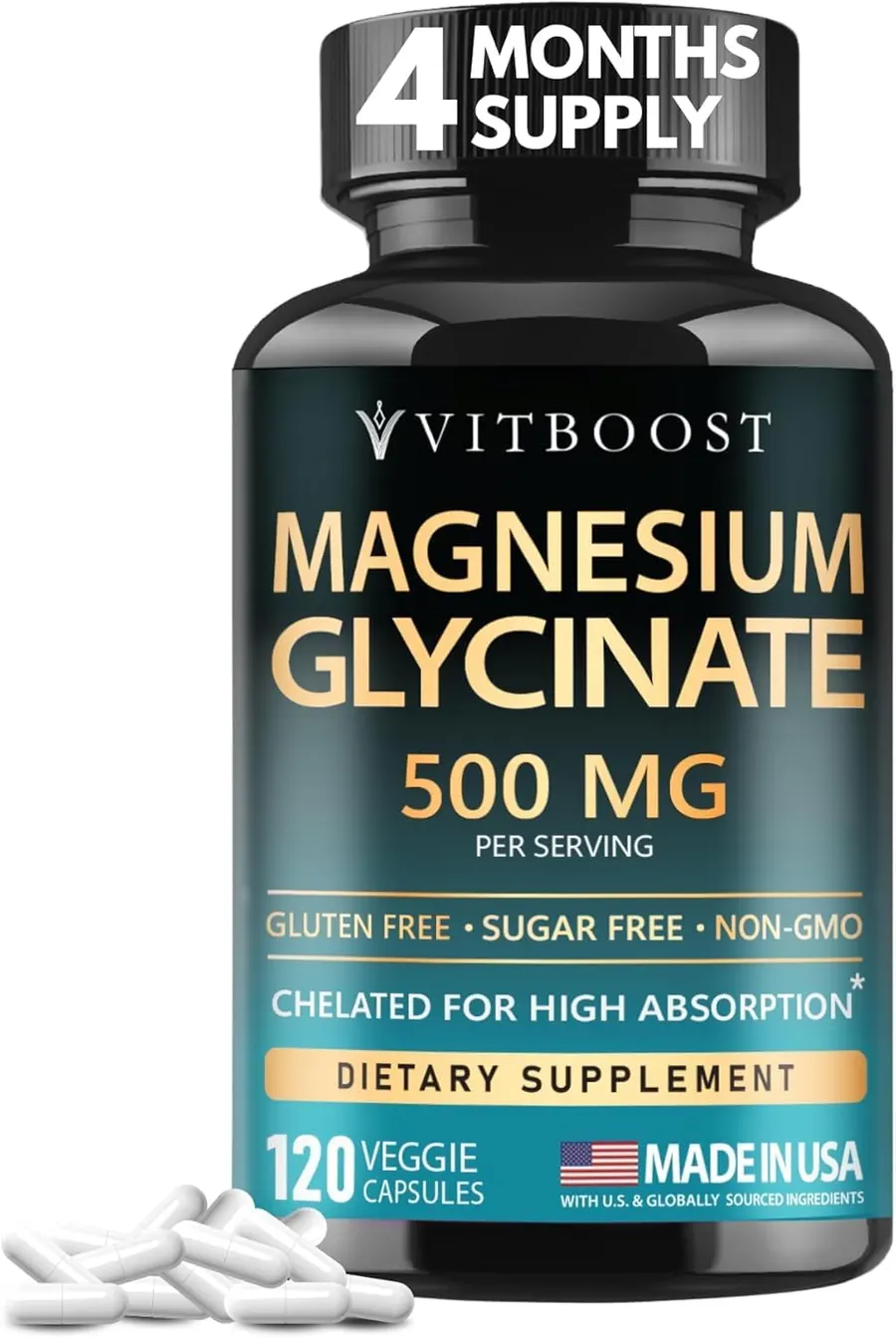 VITBOOST Magnesium Glycinate 500mg, 120 Capsules